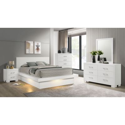 Jessica 5-piece Queen LED Bedroom Set Snow White