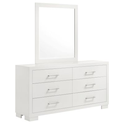 Jessica 6-drawer Dresser with Mirror Snow White