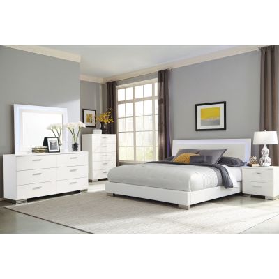 Felicity 5-piece Eastern King Bedroom Set White High Gloss