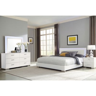Felicity 4-piece Queen Bedroom Set White High Gloss