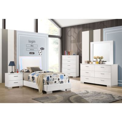 Felicity 4-piece Twin Bedroom Set White High Gloss