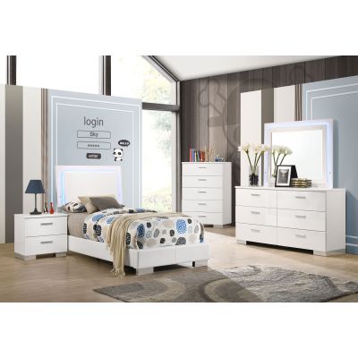 Felicity 5-piece Twin Bedroom Set White High Gloss