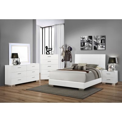 Felicity 5-piece Eastern King Bedroom Set White High Gloss
