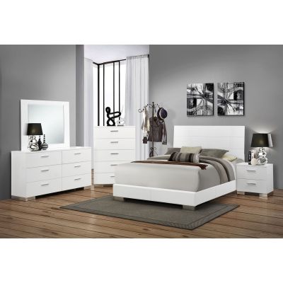 Felicity 5-piece Eastern King Bedroom Set White High Gloss