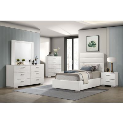 Felicity 5-piece Twin Bedroom Set White High Gloss