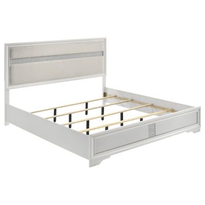 Miranda 54-inch Upholstered Eastern King Panel Bed White