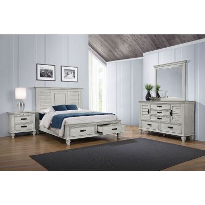 Franco 4-piece Eastern King Bedroom Set Distressed White