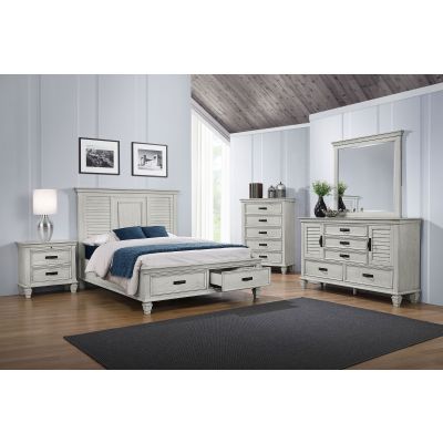 Franco 5-piece Queen Bedroom Set Distressed White