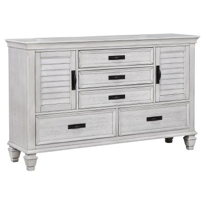 Franco 5-drawer Dresser Distressed White