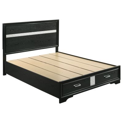Miranda 51-inch Wood Queen Storage Panel Bed Black