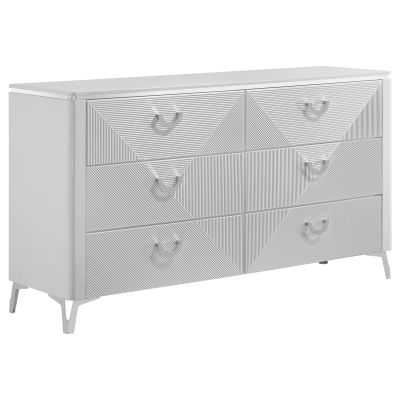 Cassia 6-drawer Bedroom Dresser Cabinet White High Gloss