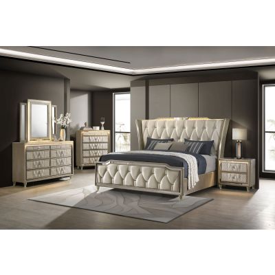 Lorient 5-piece Queen Bedroom Set Ivory and Camel