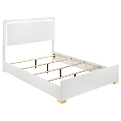 Marceline Wood Queen LED Panel Bed White