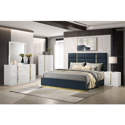 Ines 5-piece Queen Bedroom Set Navy and White High Gloss