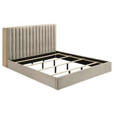 Arielle Eastern King Bookcase Panel Storage Bed Light Oak