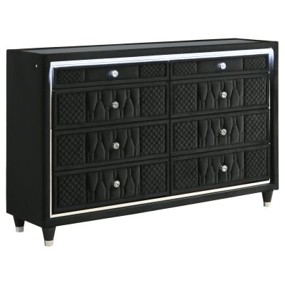 Lorient 8-drawer LED Bedroom Dresser Cabinet Black