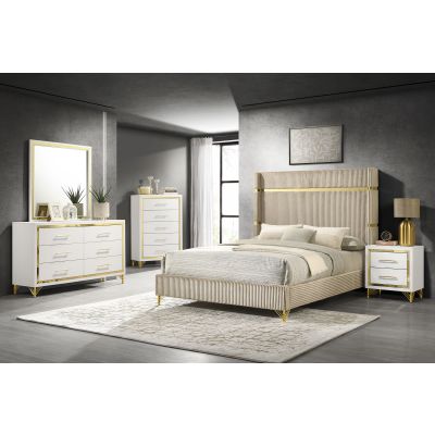 Lucia 5-piece Queen Bedroom Set Beige and White