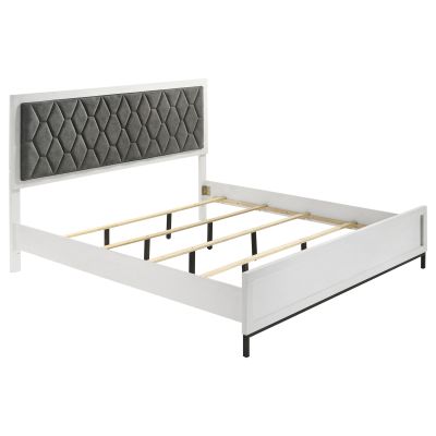 Sonora California King Upholstered Panel Bed White 