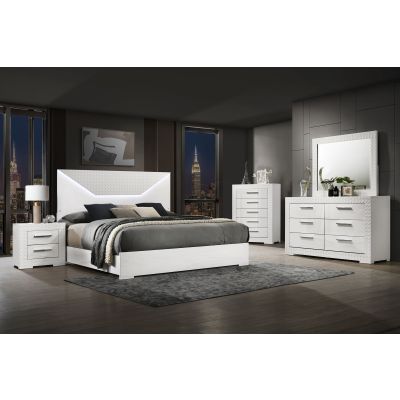Ives 5-piece Eastern King Bedroom Set White High Gloss