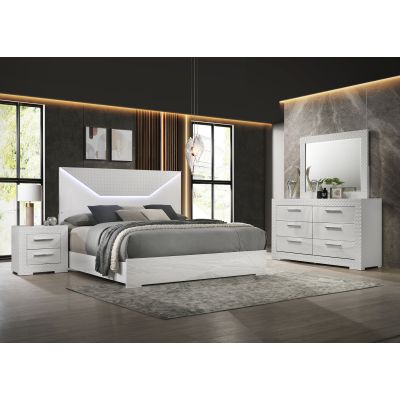 Ives 4-piece Queen Bedroom Set White High Gloss