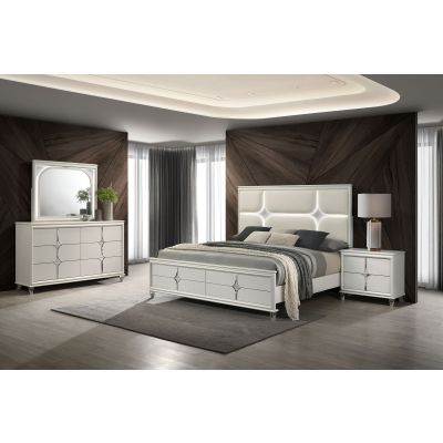 Olivia 4-piece Eastern King Bedroom Set Pearl White