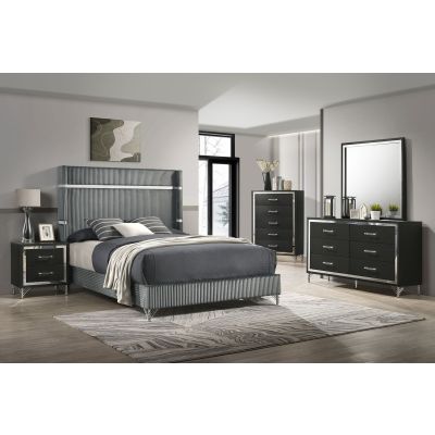 Lucia 5-piece Eastern King Bedroom Set Grey and Black