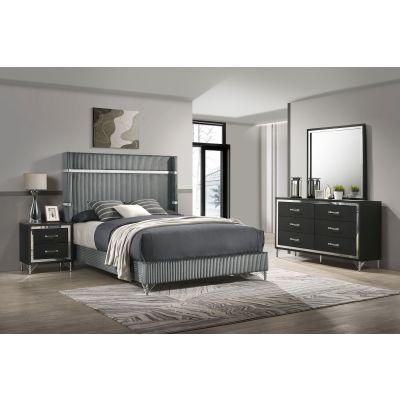 Lucia 4-piece Queen Bedroom Set Grey and Black