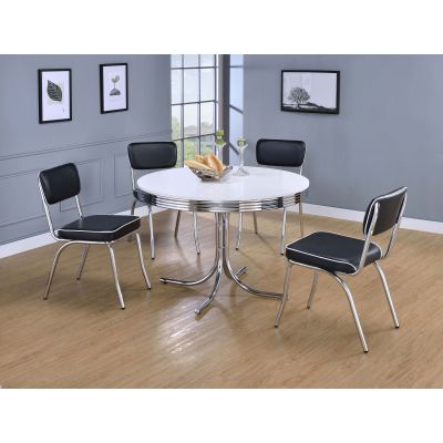 Retro 5-piece Round Dining Table Set White and Black