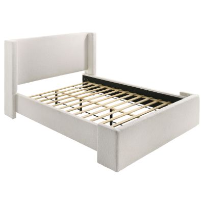Alamosa Boucle Upholstered Queen Wingback Bed White 
