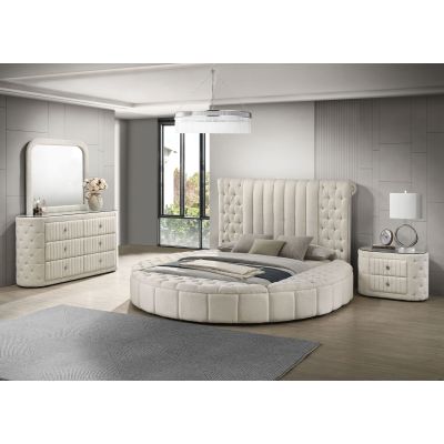 Sonya 4-piece Upholstered Queen Bedroom Set Ivory
