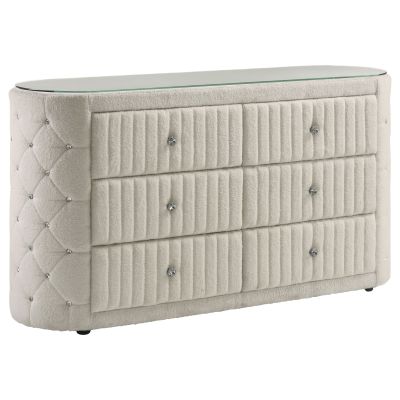 Sonya 6-drawer Upholstered Bedroom Dresser Ivory