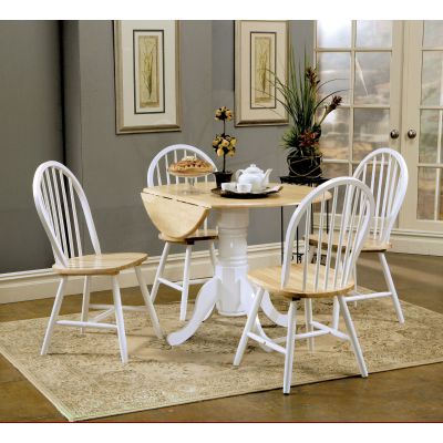 Allison 5-piece Round Drop Leaf Dining Table Set White