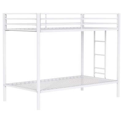 Alevera Metal Twin Over Twin Bunk Bed with Ladder White