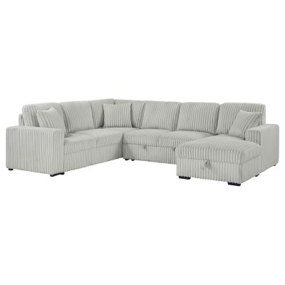 Devonshire Sleeper Sectional Sofa Storage Chaise Grey