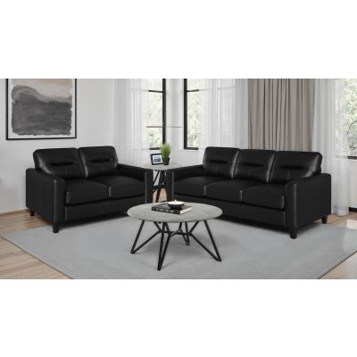 Scotland 2-piece Faux Leather Upholstered Sofa Set Black