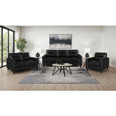 Scotland 3-piece Faux Leather Upholstered Sofa Set Black