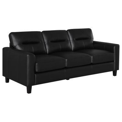Scotland Faux Leather Upholstered Track Arm Sofa Black