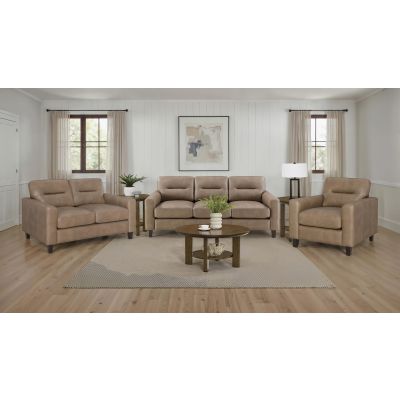 Scotland 3-piece Faux Leather Upholstered Sofa Set Brown