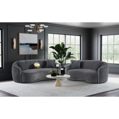 Brookside 2-piece Velvet Upholstered Sofa Set Dark Grey