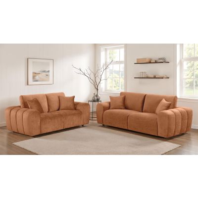 Burnett 2-piece Chenille Upholstered Sofa Set Burnt Orange