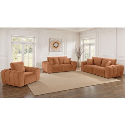 Burnett 3-piece Chenille Upholstered Sofa Set Burnt Orange