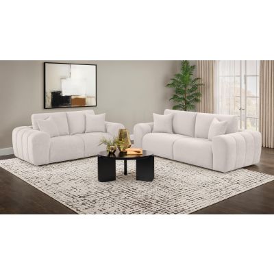 Burnett 2-piece Chenille Upholstered Sofa Set Ivory