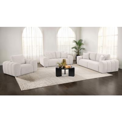 Burnett 3-piece Chenille Upholstered Sofa Set Ivory