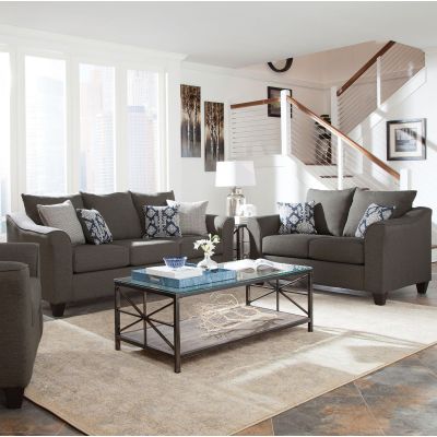 Salizar 2-piece Upholstered Flared Arm Sofa Set Grey