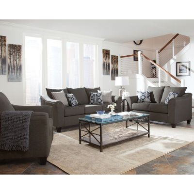 Salizar 3-piece Upholstered Flared Arm Sofa Set Grey