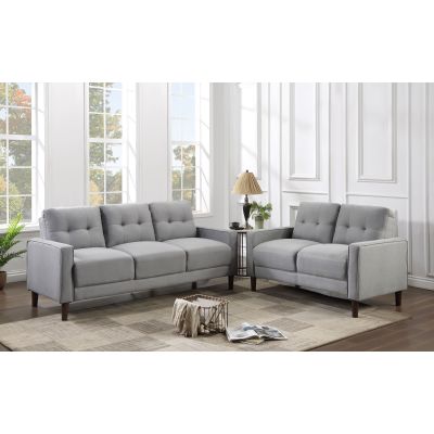 Bowen 2-piece Upholstered Track Arm Tufted Sofa Set Grey