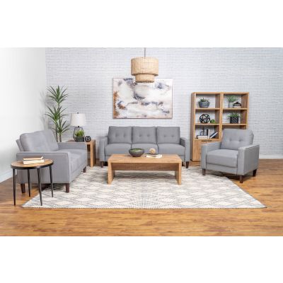 Bowen 3-piece Upholstered Track Arm Tufted Sofa Set Grey