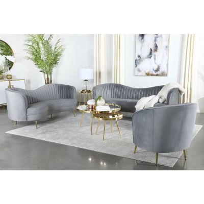 Sophia 3-piece Upholstered Channel Tufted Sofa Set Grey