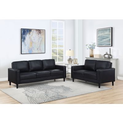 Ruth 2-piece Upholstered Track Arm Sofa Set Black
