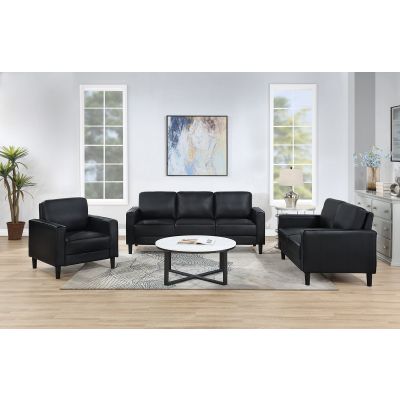 Ruth 3-piece Upholstered Track Arm Sofa Set Black